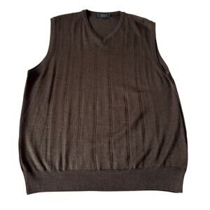 Raffi Linea Uomo Men's Sweater Vest Wool Blend Sz L Brown Made In Italy Preppy